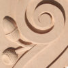Hartford brackets are carved in a deep relief with acanthus leaf motif on the front and acorns on the sides
