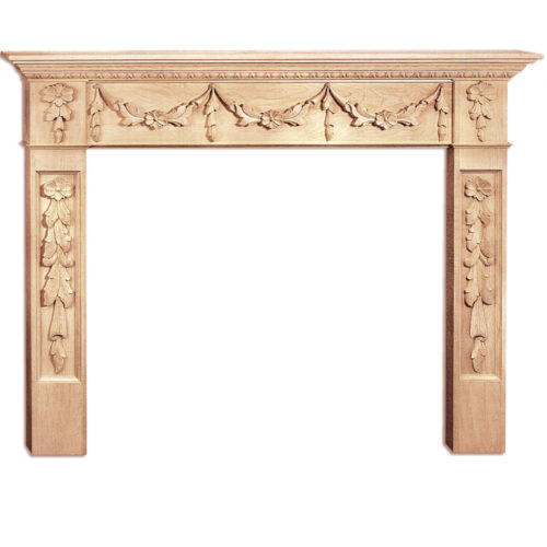 Tampa fireplace mantels have beautiful carved design. Floral swags gracefully running through the central frieze panel of the fireplace mantel