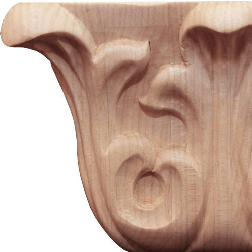 Marietta hand carved wood capitals are carved in a deep relief with rising acanthus leaf. These capitals are carved by skilled craftsman from premium selected hardwoods