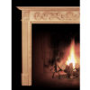 Fluting rises up from the base blocks of the fireplace mantels to the rectangular rosettes with intricate flowers