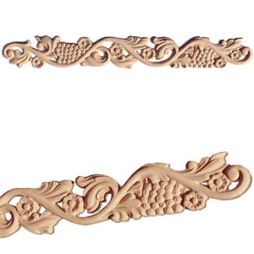 Calistoga wood carvings crafted from premium selected hardwood. Wood carvings feature carved in deep relief grapevine motif with flowers and grape clusters