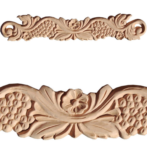 Messina wood carvings crafted from premium selected hardwood. Wood carvings feature carved in deep relief grapevine motif with flowers a