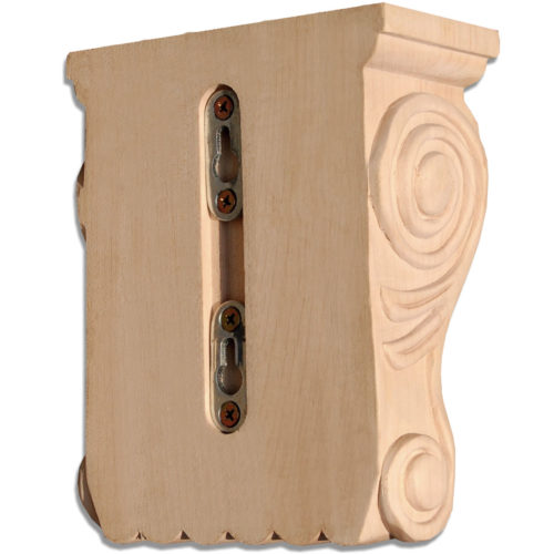 Columbus wood corbels are carved in a deep relief with stylized leaf motif. On the sides corbels have a graceful curves and classic scrolls design