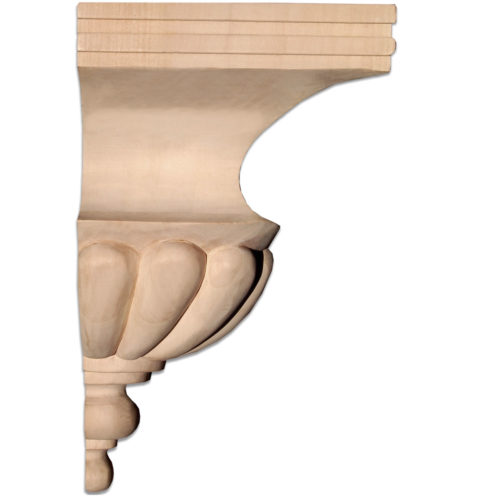 Lombard wood corbels hand-carved with Basket Weave design and beaded trim