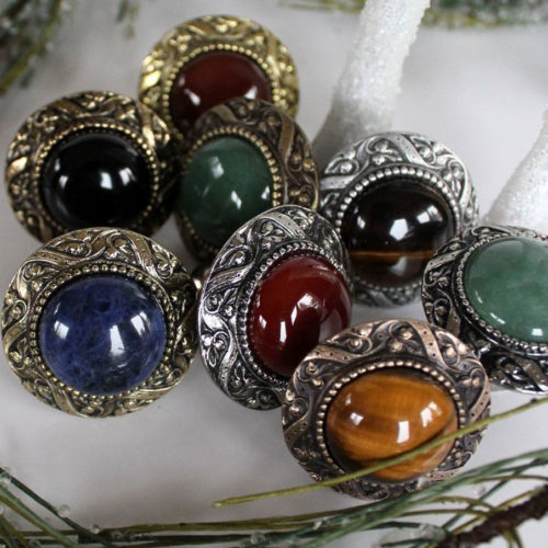 knobs with semi-precious stones