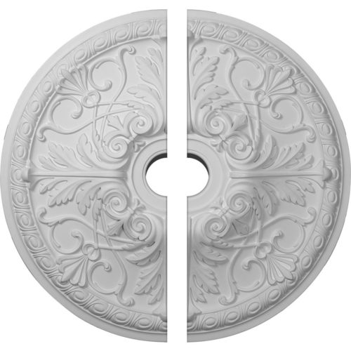 Acanthus leaf and scroll ceiling medallion has exquisite acanthus leaf and scroll motif. This decorative medallion for ceiling is classic reproduction of historical design. Davie medallion molded in deep relief design to achieve the highest degree of quality and details.